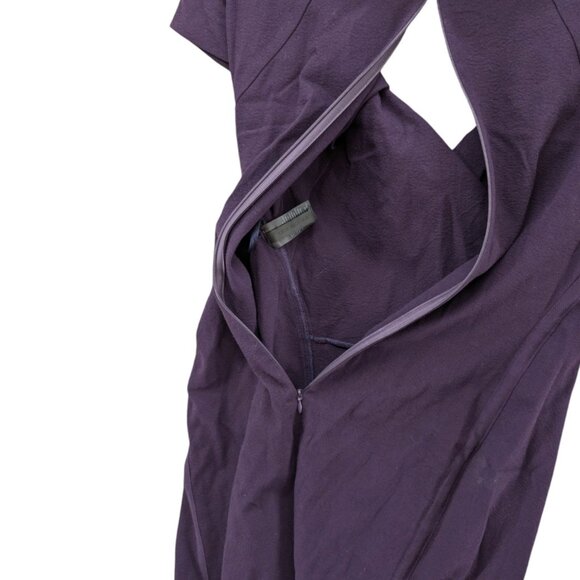 Donna Karan Sheath Dress Purple Short Sleeve Wool Blend Knee Length Size 6 - Picture 5 of 13